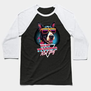 Retro Wave Bullterrier Hot Dog Shirt Baseball T-Shirt